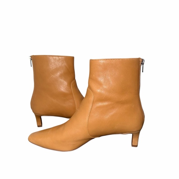 Madewell Dimes Tan Leather Pointed Toe Kitten Heel Y2K Ankle Boots Size 8.5 - Picture 9 of 12